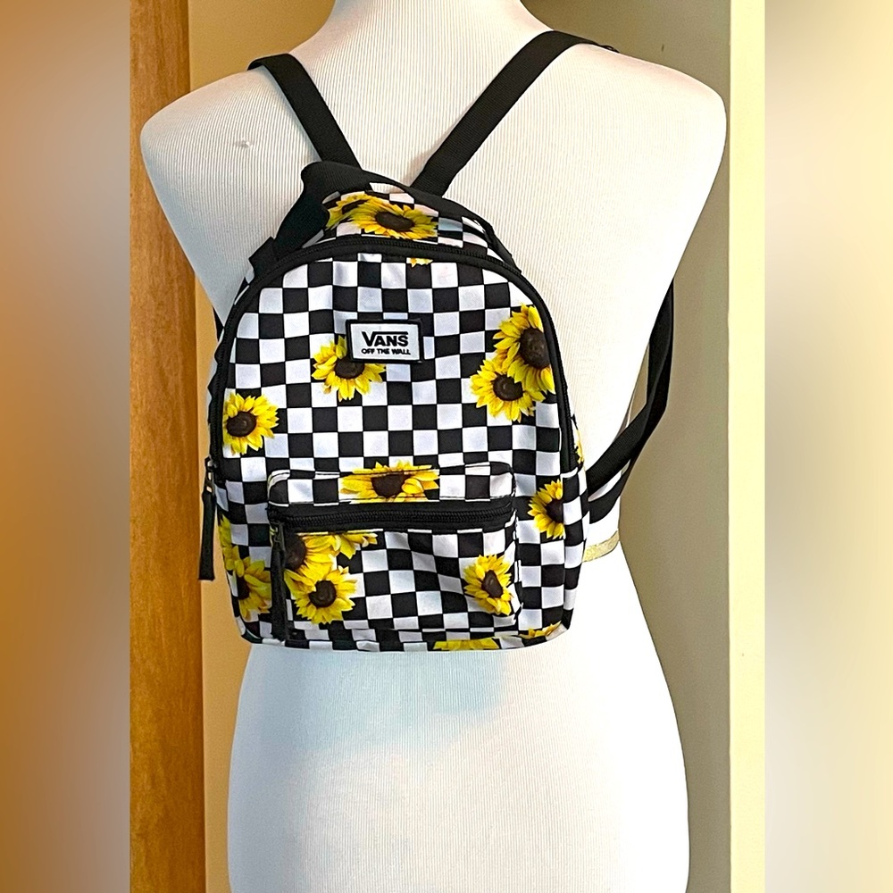 Vans checks with sunflower mini backpack bag